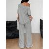 image:imageSOLY HUX Womens Summer 2 Piece Outfits Off the Shoulder Half Sleeve T Shirt and Sweatpants Set Casual StreetwearPlain Grey