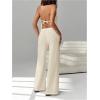 image:imageSOLY HUX Womens Summer Vacation 2 Piece Outfits Sexy Deep V Neck Halter Tops and Pants SetsPure Apricot