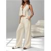 image:imageSOLY HUX Womens Summer Vacation 2 Piece Outfits Sexy Deep V Neck Halter Tops and Pants SetsPure Apricot