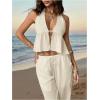 image:imageSOLY HUX Womens Summer Vacation 2 Piece Outfits Sexy Deep V Neck Halter Tops and Pants SetsPure Apricot