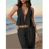 image:imageSOLY HUX Womens Summer Vacation 2 Piece Outfits Sexy Deep V Neck Halter Tops and Pants SetsPure Black