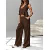 image:imageSOLY HUX Womens Summer Vacation 2 Piece Outfits Sexy Deep V Neck Halter Tops and Pants SetsPure Brown