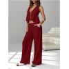 image:imageSOLY HUX Womens Summer Vacation 2 Piece Outfits Sexy Deep V Neck Halter Tops and Pants SetsPure Burgundy