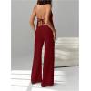 image:imageSOLY HUX Womens Summer Vacation 2 Piece Outfits Sexy Deep V Neck Halter Tops and Pants SetsPure Burgundy