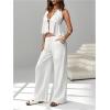 image:imageSOLY HUX Womens Summer Vacation 2 Piece Outfits Sexy Deep V Neck Halter Tops and Pants SetsPure White