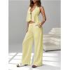 image:imageSOLY HUX Womens Summer Vacation 2 Piece Outfits Sexy Deep V Neck Halter Tops and Pants SetsPure Yellow