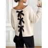image:imageSOLY HUX Womens Sweaters Bowknot Backless Long Sleeve Knit Pullover Tops Fall ClothesApricot Bows