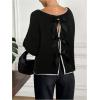 image:imageSOLY HUX Womens Sweaters Bowknot Backless Long Sleeve Knit Pullover Tops Fall ClothesBlack Bows