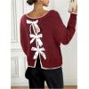 image:imageSOLY HUX Womens Sweaters Bowknot Backless Long Sleeve Knit Pullover Tops Fall ClothesBurgundy Bows