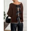 image:imageSOLY HUX Womens Sweaters Bowknot Backless Long Sleeve Knit Pullover Tops Fall ClothesCoffee Brown