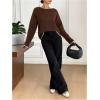 image:imageSOLY HUX Womens Sweaters Bowknot Backless Long Sleeve Knit Pullover Tops Fall ClothesCoffee Brown