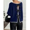 image:imageSOLY HUX Womens Sweaters Bowknot Backless Long Sleeve Knit Pullover Tops Fall ClothesDark Blue Bows