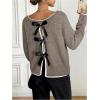 image:imageSOLY HUX Womens Sweaters Bowknot Backless Long Sleeve Knit Pullover Tops Fall ClothesLight Brown