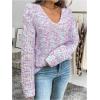 image:imageSOLY HUX Womens Sweaters Rainbow Pom V Neck Long Sleeve Knit Fall Trendy Pullover Sweater TopsMulticolor Pink