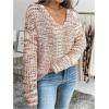 image:imageSOLY HUX Womens Sweaters Rainbow Pom V Neck Long Sleeve Knit Fall Trendy Pullover Sweater TopsRust Brown
