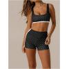 image:imageSOLY HUX Womens Tracksuit 2 Piece Outfits Polka Dots Crop Tank Tops and High Waisted Biker Shorts Workout SetsBlack and White