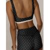 image:imageSOLY HUX Womens Tracksuit 2 Piece Outfits Polka Dots Crop Tank Tops and High Waisted Biker Shorts Workout SetsBlack and White