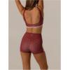 image:imageSOLY HUX Womens Tracksuit 2 Piece Outfits Polka Dots Crop Tank Tops and High Waisted Biker Shorts Workout SetsBurgundy