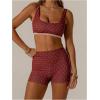 image:imageSOLY HUX Womens Tracksuit 2 Piece Outfits Polka Dots Crop Tank Tops and High Waisted Biker Shorts Workout SetsBurgundy