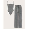 image:imageSOLY HUX Womens Y2k 2 Piece Set Sleeveless Bodysuit Drawstring Baggy Pants Country Concert Outfit StreetwearDark Grey