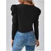image:imageSOLY HUX Womens Zip Up Jacket Puff Long Sleeve Cropped Jacket Casual OuterwearPlain Black
