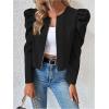 image:imageSOLY HUX Womens Zip Up Jacket Puff Long Sleeve Cropped Jacket Casual OuterwearPlain Black