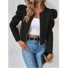 image:imageSOLY HUX Womens Zip Up Jacket Puff Long Sleeve Cropped Jacket Casual OuterwearPlain Black