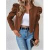 image:imageSOLY HUX Womens Zip Up Jacket Puff Long Sleeve Cropped Jacket Casual OuterwearPure Brown
