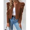 image:imageSOLY HUX Womens Zip Up Jacket Puff Long Sleeve Cropped Jacket Casual OuterwearPure Brown