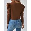 image:imageSOLY HUX Womens Zip Up Jacket Puff Long Sleeve Cropped Jacket Casual OuterwearPure Brown