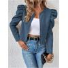 image:imageSOLY HUX Womens Zip Up Jacket Puff Long Sleeve Cropped Jacket Casual OuterwearPure Dusty Blue