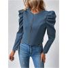 image:imageSOLY HUX Womens Zip Up Jacket Puff Long Sleeve Cropped Jacket Casual OuterwearPure Dusty Blue