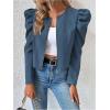 image:imageSOLY HUX Womens Zip Up Jacket Puff Long Sleeve Cropped Jacket Casual OuterwearPure Dusty Blue