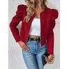 image:imageSOLY HUX Womens Zip Up Jacket Puff Long Sleeve Cropped Jacket Casual OuterwearPure Red