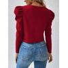 image:imageSOLY HUX Womens Zip Up Jacket Puff Long Sleeve Cropped Jacket Casual OuterwearPure Red