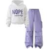 image:imageSOLY HUX Girls 2 Piece Outfits Graphic Hoodies Sweatshirt and Cargo Pants Set SweatsuitsDusty Purple Letter