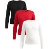 image:imageSOLY HUX Girls Long Sleeve TShirts 3 Packs Basic Tops Crew Neck Fitted Tees Fall ClothesRed Black White