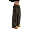 image:imageSOLY HUX Wide Leg Jeans for Women Leopard Print Y2K Pants Elastic Waist Baggy Casual Loose Trousers with PocketsBrown Leopard