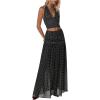 image:imageSOLY HUX Womens 2 Piece Skirt Sets Polka Dots Halter Crop Tops and Maxi Skirt Party Going Out OutfitsBlack Polka Dots