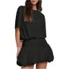image:imageSOLY HUX Womens Bubble Mini Dress Short Sleeve Crewneck A Line Y2k Going Out Summer DressesPlain Black