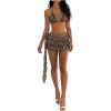 image:imageSOLY HUX Womens Leopard Bikini 3 Piece Swimsuits Halter High Cut Bathing Suit with Coverup SkirtsBrown Leopard