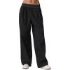 image:imageSOLY HUX Womens Lightweight Straight Leg Pants Elastic High Waisted Workout Yoga Casual Trousers with PocketsPure Black