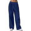 image:imageSOLY HUX Womens Lightweight Straight Leg Pants Elastic High Waisted Workout Yoga Casual Trousers with PocketsPure Dark Blue