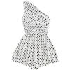 image:imageSOLY HUX Womens One Shoulder Sleeveless Ruched Romper Wide Leg Summer Vacation Going Out Short JumpsuitBlack and White Polka Dots