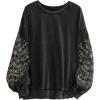 image:imageSOLY HUX Womens Plus Size Acid Wash Sweatshirt Graphic Embroidered Vintage Long Sleeve Pullover Tops Casual StreetwearBlack Floral