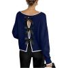 image:imageSOLY HUX Womens Sweaters Bowknot Backless Long Sleeve Knit Pullover Tops Fall ClothesDark Blue Bows