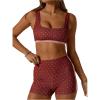image:imageSOLY HUX Womens Tracksuit 2 Piece Outfits Polka Dots Crop Tank Tops and High Waisted Biker Shorts Workout SetsBurgundy