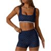 image:imageSOLY HUX Womens Tracksuit 2 Piece Outfits Polka Dots Crop Tank Tops and High Waisted Biker Shorts Workout SetsDark Blue