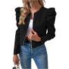image:imageSOLY HUX Womens Zip Up Jacket Puff Long Sleeve Cropped Jacket Casual OuterwearPlain Black