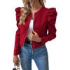image:imageSOLY HUX Womens Zip Up Jacket Puff Long Sleeve Cropped Jacket Casual OuterwearPure Red